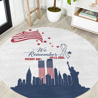 Patriot Day 911 Memorial Round Carpet American Flag and New York City Skyline Design - Wonder Print Shop
