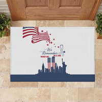 Patriot Day 911 Memorial Rubber Doormat American Flag and New York City Skyline Design - Wonder Print Shop