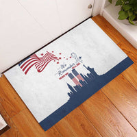 Patriot Day 911 Memorial Rubber Doormat American Flag and New York City Skyline Design - Wonder Print Shop