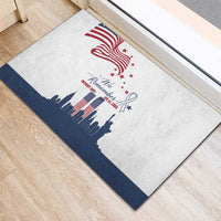 Patriot Day 911 Memorial Rubber Doormat American Flag and New York City Skyline Design - Wonder Print Shop