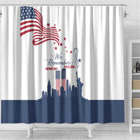 Patriot Day 911 Memorial Shower Curtain American Flag and New York City Skyline Design - Wonder Print Shop