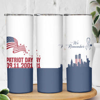 Patriot Day 911 Memorial Skinny Tumbler American Flag and New York City Skyline Design - Wonder Print Shop