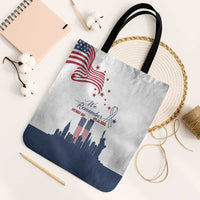 Patriot Day 911 Memorial Tote Bag American Flag and New York City Skyline Design - Wonder Print Shop