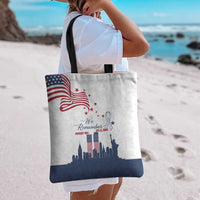 Patriot Day 911 Memorial Tote Bag American Flag and New York City Skyline Design - Wonder Print Shop