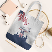 Patriot Day 911 Memorial Tote Bag American Flag and New York City Skyline Design - Wonder Print Shop