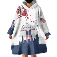 Patriot Day 911 Memorial Wearable Blanket Hoodie American Flag and New York City Skyline Design - Wonder Print Shop