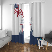 Patriot Day 911 Memorial Window Curtain American Flag and New York City Skyline Design - Wonder Print Shop