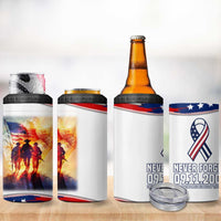 911 Memorial Patriot Day 4 in 1 Can Cooler Tumbler American Flag and Soldier Tribute Never Forget - Wonder Print Shop