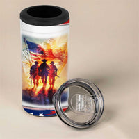 911 Memorial Patriot Day 4 in 1 Can Cooler Tumbler American Flag and Soldier Tribute Never Forget - Wonder Print Shop