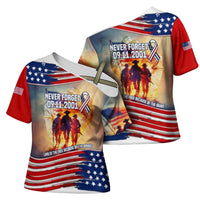 911 Memorial Patriot Day Cross Shoulder Shirt American Flag and Soldier Tribute Never Forget - Wonder Print Shop