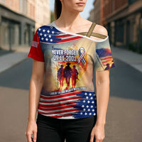 911 Memorial Patriot Day Cross Shoulder Shirt American Flag and Soldier Tribute Never Forget - Wonder Print Shop