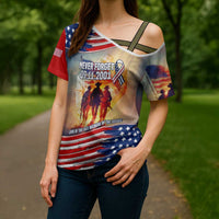 911 Memorial Patriot Day Cross Shoulder Shirt American Flag and Soldier Tribute Never Forget - Wonder Print Shop