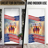 911 Memorial Patriot Day Door Cover American Flag and Soldier Tribute Never Forget - Wonder Print Shop