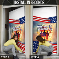 911 Memorial Patriot Day Door Cover American Flag and Soldier Tribute Never Forget - Wonder Print Shop
