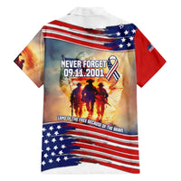 911 Memorial Patriot Day Family Matching Off The Shoulder Long Sleeve Dress and Hawaiian Shirt American Flag and Soldier Tribute Never Forget - Wonder Print Shop