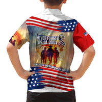 911 Memorial Patriot Day Family Matching Off Shoulder Maxi Dress and Hawaiian Shirt American Flag and Soldier Tribute Never Forget - Wonder Print Shop