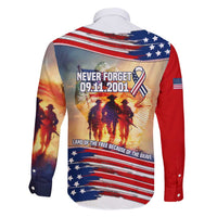 911 Memorial Patriot Day Family Matching Off Shoulder Maxi Dress and Hawaiian Shirt American Flag and Soldier Tribute Never Forget - Wonder Print Shop