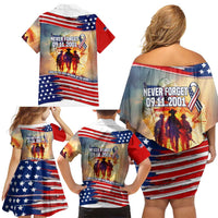 911 Memorial Patriot Day Family Matching Off Shoulder Short Dress and Hawaiian Shirt American Flag and Soldier Tribute Never Forget - Wonder Print Shop