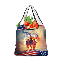 911 Memorial Patriot Day Grocery Bag American Flag and Soldier Tribute Never Forget - Wonder Print Shop