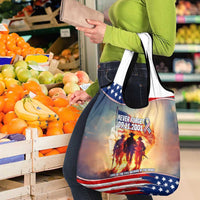 911 Memorial Patriot Day Grocery Bag American Flag and Soldier Tribute Never Forget - Wonder Print Shop