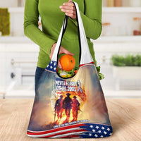 911 Memorial Patriot Day Grocery Bag American Flag and Soldier Tribute Never Forget - Wonder Print Shop
