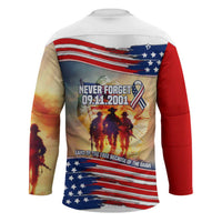 911 Memorial Patriot Day Hockey Jersey American Flag and Soldier Tribute Never Forget - Wonder Print Shop