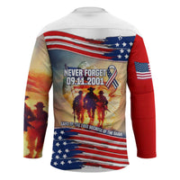 911 Memorial Patriot Day Hockey Jersey American Flag and Soldier Tribute Never Forget - Wonder Print Shop