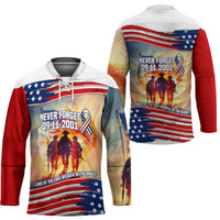 911 Memorial Patriot Day Hockey Jersey American Flag and Soldier Tribute Never Forget - Wonder Print Shop
