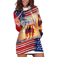 911 Memorial Patriot Day Hoodie Dress American Flag and Soldier Tribute Never Forget - Wonder Print Shop