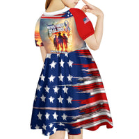 911 Memorial Patriot Day Kid Short Sleeve Dress American Flag and Soldier Tribute Never Forget - Wonder Print Shop