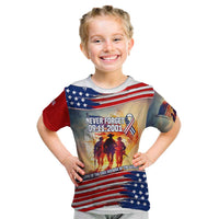 911 Memorial Patriot Day Kid T Shirt American Flag and Soldier Tribute Never Forget - Wonder Print Shop