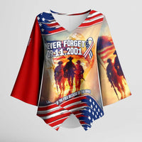 911 Memorial Patriot Day Kimono Sleeve Blouse American Flag and Soldier Tribute Never Forget - Wonder Print Shop