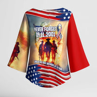 911 Memorial Patriot Day Kimono Sleeve Blouse American Flag and Soldier Tribute Never Forget - Wonder Print Shop