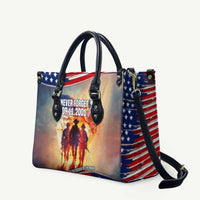 911 Memorial Patriot Day Leather Bag American Flag and Soldier Tribute Never Forget - Wonder Print Shop