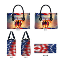 911 Memorial Patriot Day Leather Bag American Flag and Soldier Tribute Never Forget - Wonder Print Shop