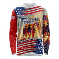 911 Memorial Patriot Day Long Sleeve Shirt American Flag and Soldier Tribute Never Forget - Wonder Print Shop