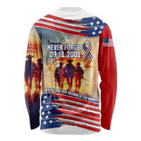 911 Memorial Patriot Day Long Sleeve Shirt American Flag and Soldier Tribute Never Forget - Wonder Print Shop