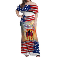 911 Memorial Patriot Day Off Shoulder Maxi Dress American Flag and Soldier Tribute Never Forget - Wonder Print Shop