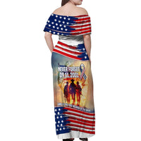 911 Memorial Patriot Day Off Shoulder Maxi Dress American Flag and Soldier Tribute Never Forget - Wonder Print Shop