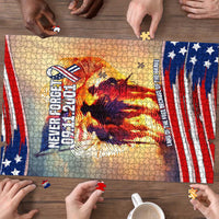 911 Memorial Patriot Day Puzzle American Flag and Soldier Tribute Never Forget - Wonder Print Shop
