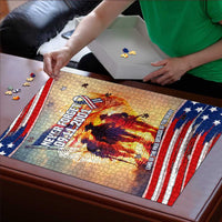 911 Memorial Patriot Day Puzzle American Flag and Soldier Tribute Never Forget - Wonder Print Shop