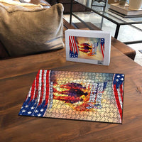 911 Memorial Patriot Day Puzzle American Flag and Soldier Tribute Never Forget - Wonder Print Shop