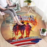 911 Memorial Patriot Day Round Carpet American Flag and Soldier Tribute Never Forget - Wonder Print Shop
