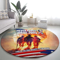 911 Memorial Patriot Day Round Carpet American Flag and Soldier Tribute Never Forget - Wonder Print Shop