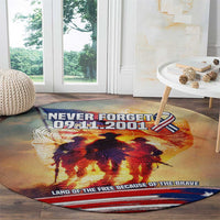 911 Memorial Patriot Day Round Carpet American Flag and Soldier Tribute Never Forget - Wonder Print Shop