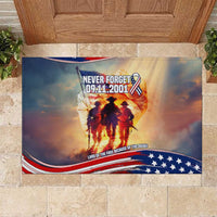 911 Memorial Patriot Day Rubber Doormat American Flag and Soldier Tribute Never Forget - Wonder Print Shop