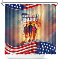 911 Memorial Patriot Day Shower Curtain American Flag and Soldier Tribute Never Forget - Wonder Print Shop