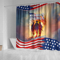 911 Memorial Patriot Day Shower Curtain American Flag and Soldier Tribute Never Forget - Wonder Print Shop