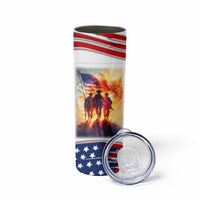 911 Memorial Patriot Day Skinny Tumbler American Flag and Soldier Tribute Never Forget - Wonder Print Shop
