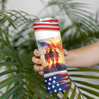 911 Memorial Patriot Day Skinny Tumbler American Flag and Soldier Tribute Never Forget - Wonder Print Shop